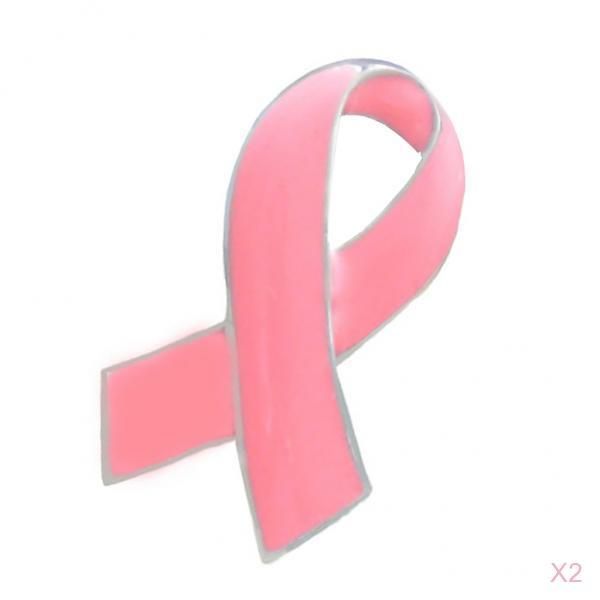 2 Pieces Pink Awareness Enameled Ribbon Lapel Pin Badge