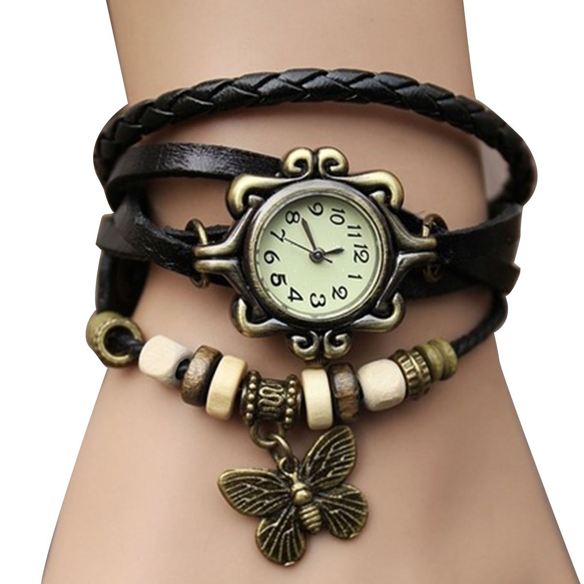 Watches Faux Leather Adjustable Metal Fashion Weave-Black