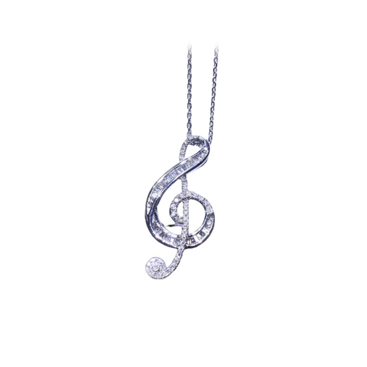 Women Fashion Rhinestone Musical Note Pendant Necklace