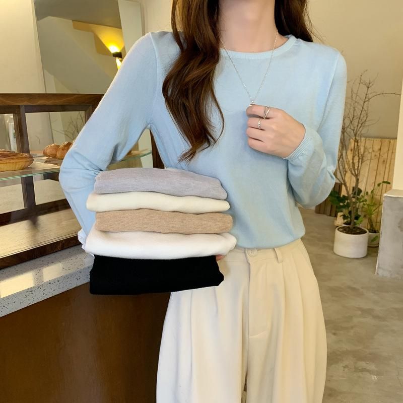 Knitted sweater autumn/winter Korean version with inner round neck sweater long sleeved knit bottom