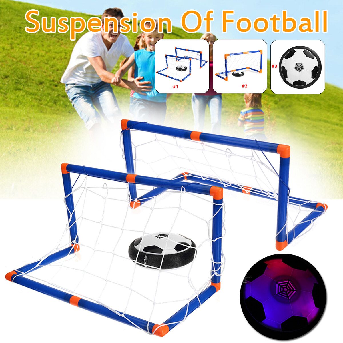 Youth Soccer Goal Net Football Sports Pump Set Outdoor Indoor Training Children Football+Goal Net（2 Door）