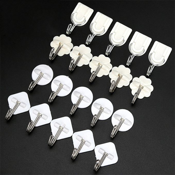 White Wall Hooks Hangers Self Adhesive Door Wall Hangers