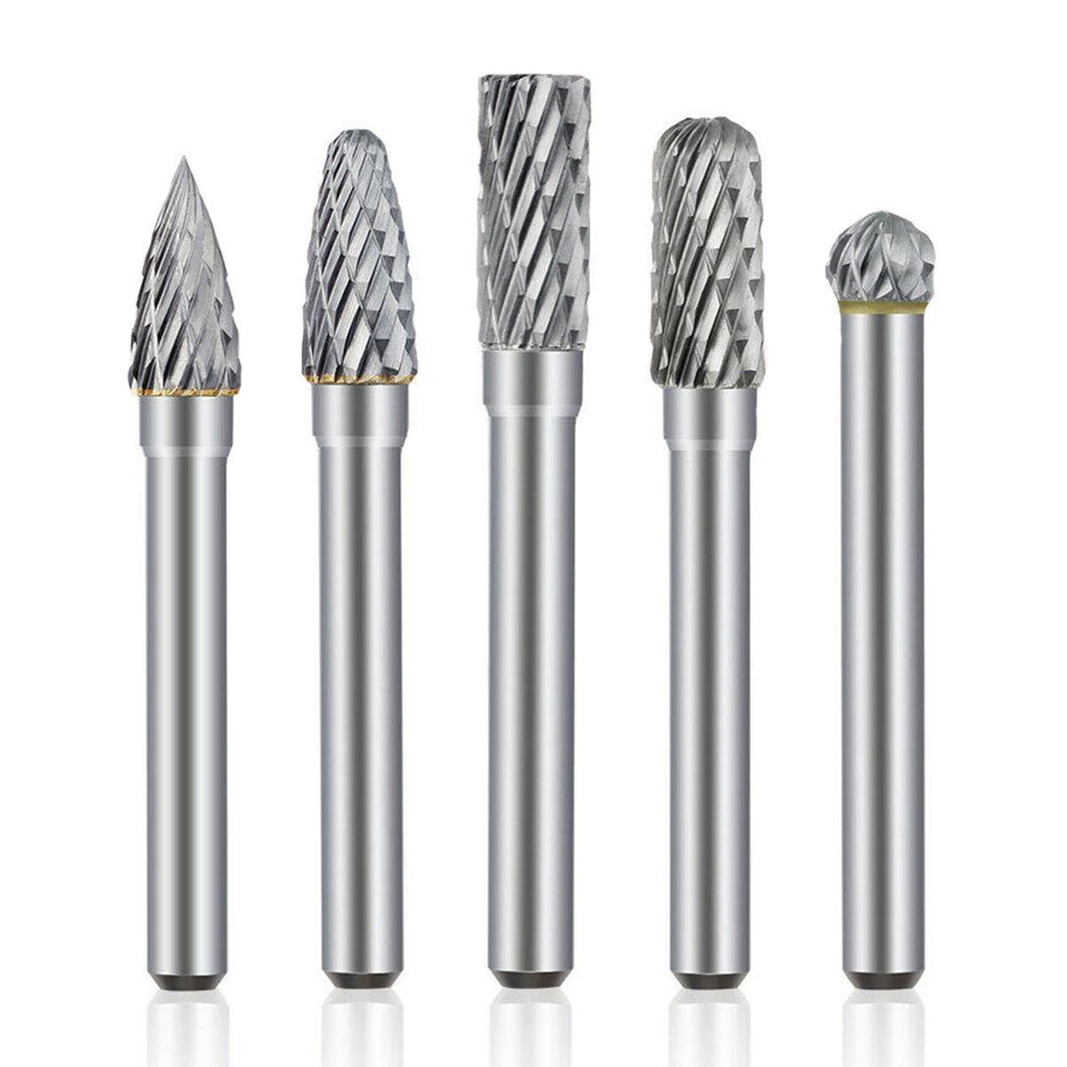 5Pcs Double Cut Tungsten Carbide Burrs 8mm Rotary Burr Set