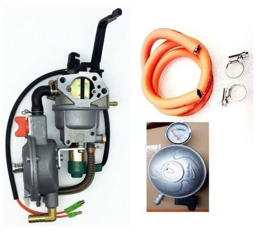Gas/Petrol Carburetor + Regulator,Hose,Clips For 5-10KVA