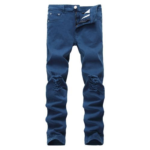 Men's Fashion Ripped High Street Style Stretch Jeans-Green Blue