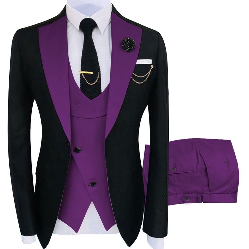 Costume Homme Popular Clothing Party Stage Men's Suit Groomsmen Regular Fit Tuxedo Purple