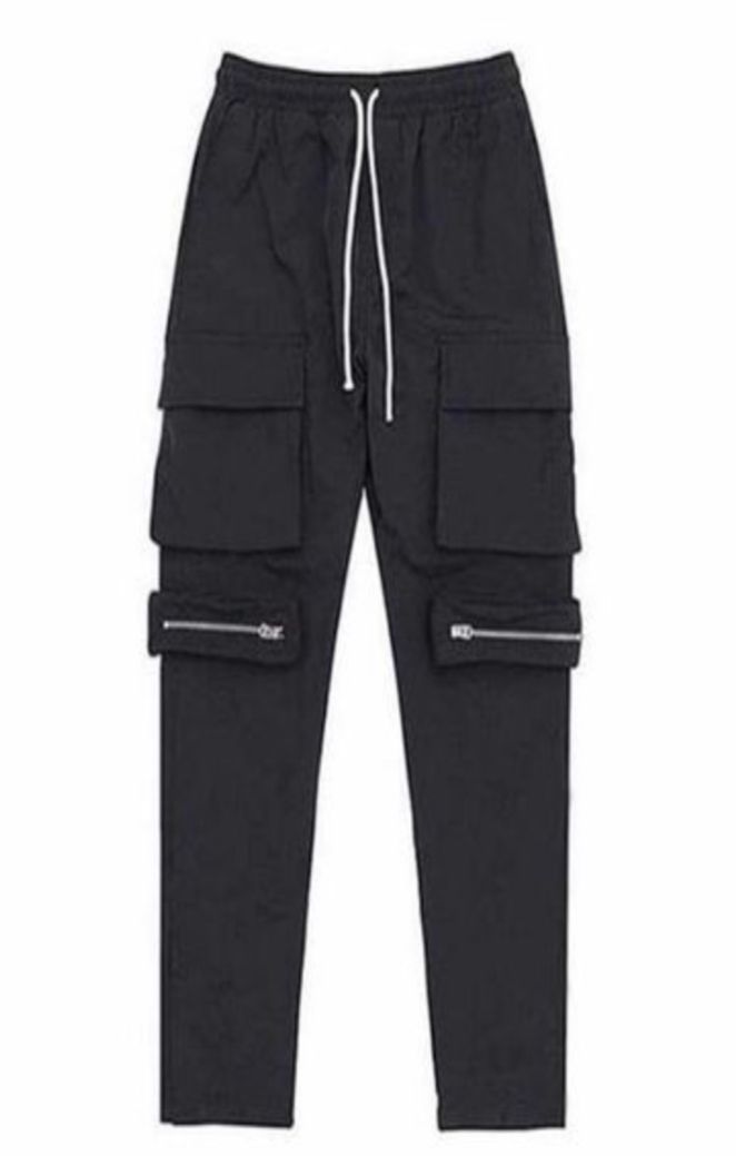 Black Cargo Pant With Zipper