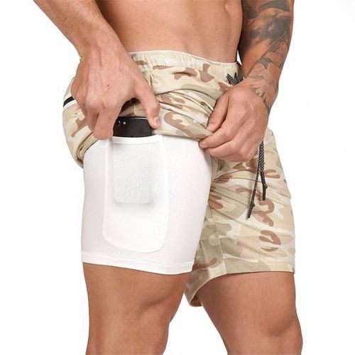 Running Shorts Men 2 In 1 Double_deck Quick Dry GYM Sport Shorts Fitness Jogging Workout Shorts Men Sports Short Pants(#A-5(No Towel Hook))