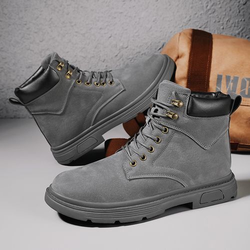 Grey Boots Men Fashion Korean Ankle Boots For Men Trend Outdoor Sneakers Shoes Men Casual High Top Canvas Shoes Men EU 39 -48