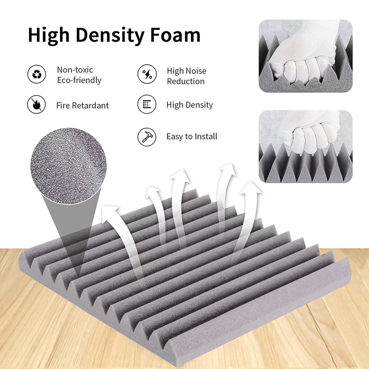 24Pack 1 Inch X 12 Inch X12 Inch Soundproof Foam Panels Sound Absorbing Insulation for Recording Studio, Gaming Room