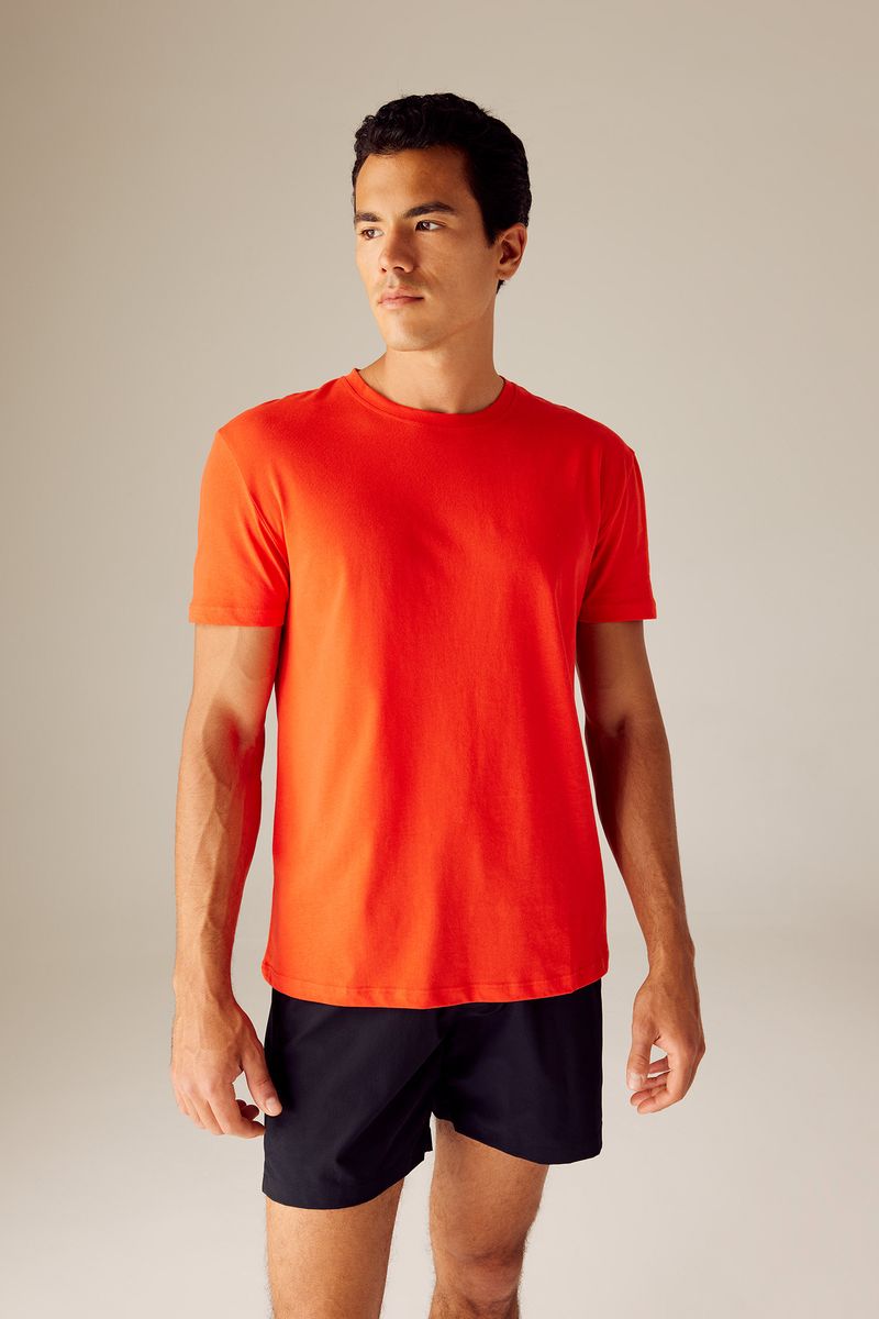 Man Standart Fit Crew Neck Short Sleeve Knitted T-Shirt - Red