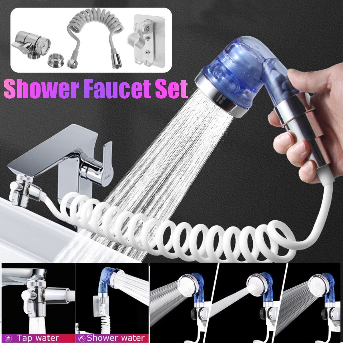 Bathroom Sink Faucet Sprayer Set Tap External Shower Sprinkle Kit W/ Filter For Hair Washing Pet Bath Toilet Sprayersil
