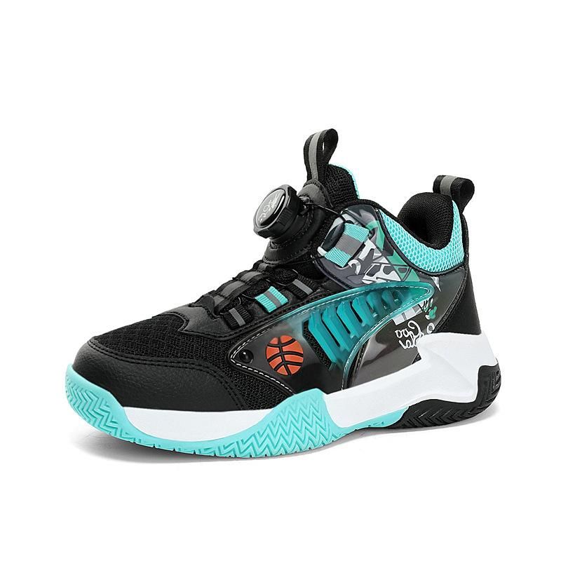 Boys basketball shoes mesh non-slip sneakers Black