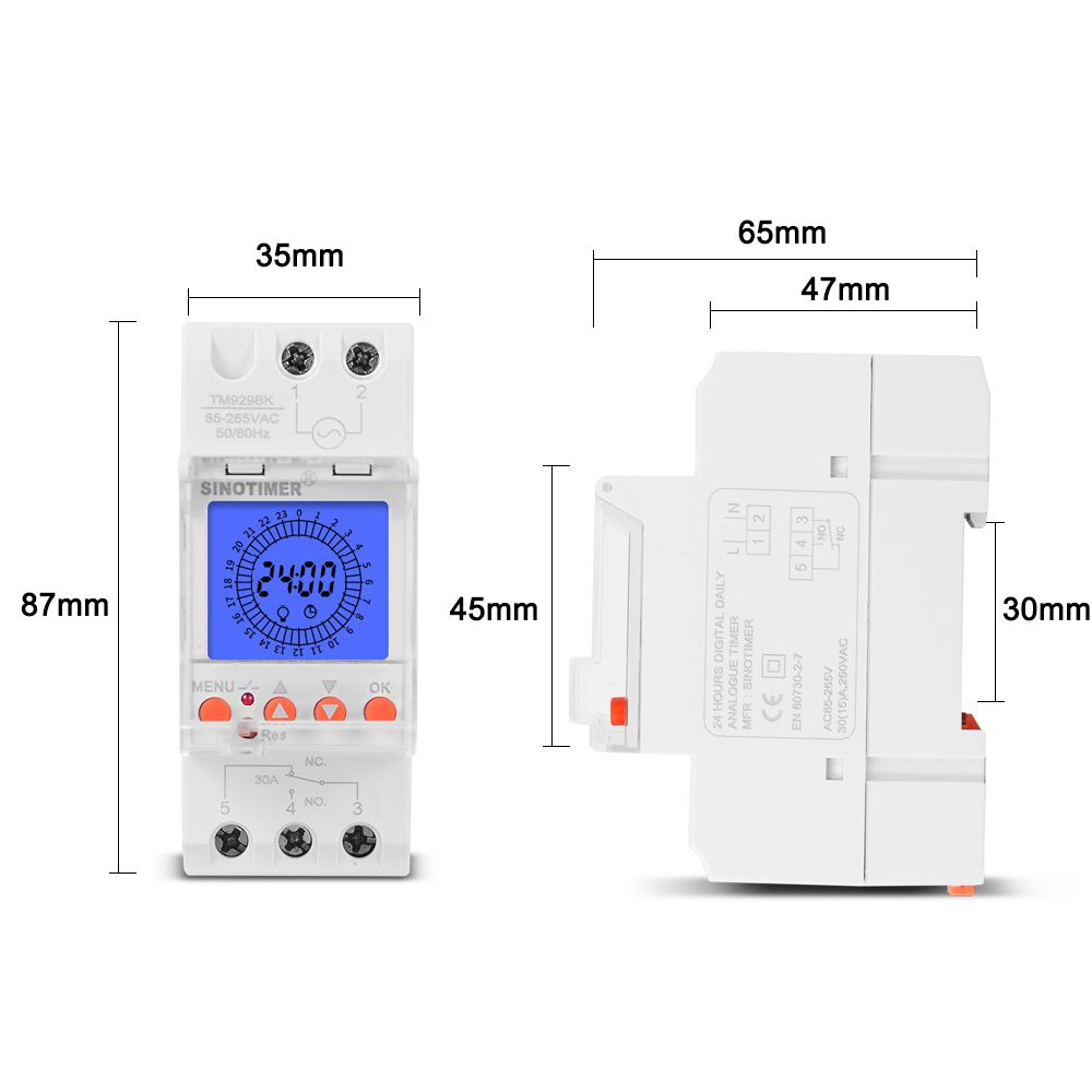Digital LCD Display 24 Hours Electronic Time Clock 85-265V