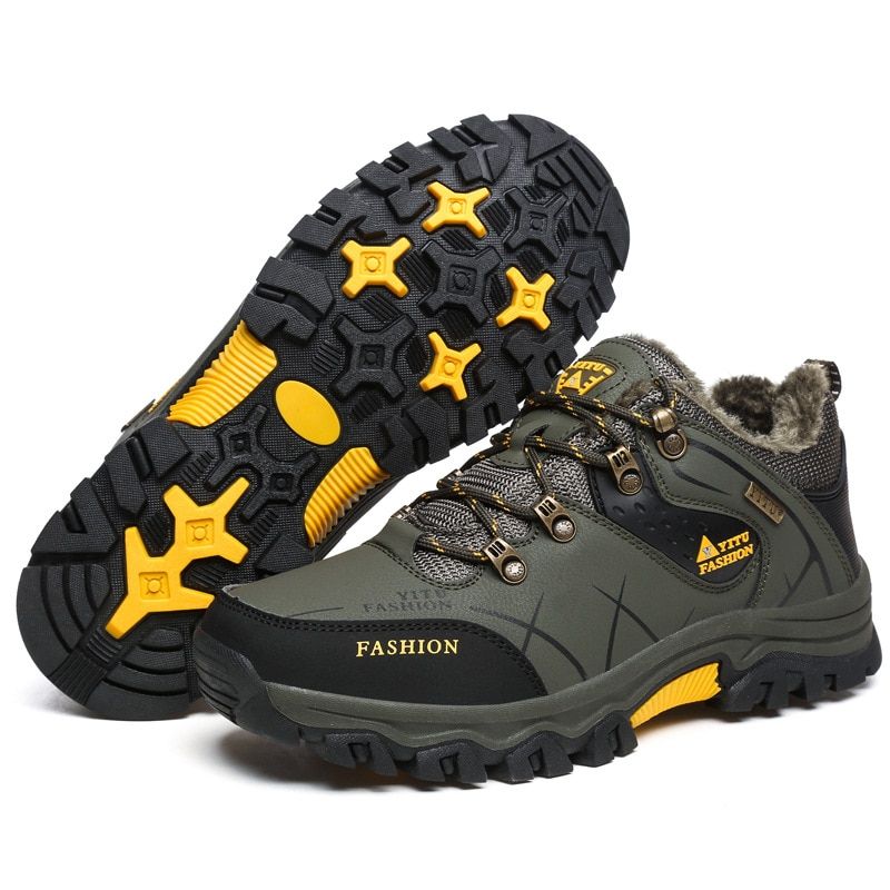 Men Winter Snow Boots Waterproof Non-slip Sneakers Warm Men's Boots-8527 Military Green