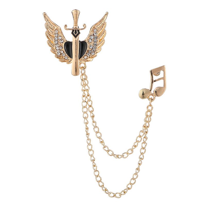 Angel Wings Vintage Cross Brooch Mini Male Corsage