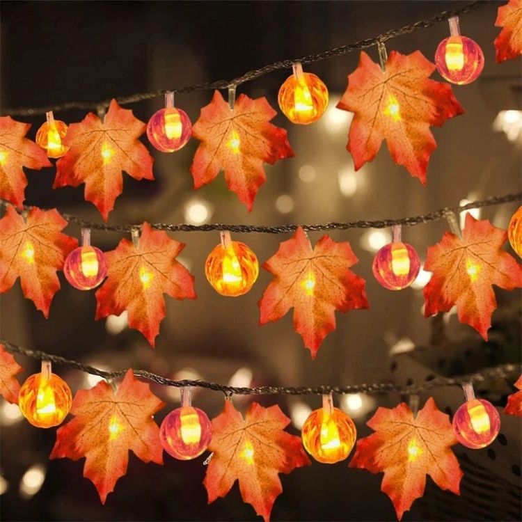 1.5m 10 LEDs Maple Pumpkin String Lights Halloween Decor
