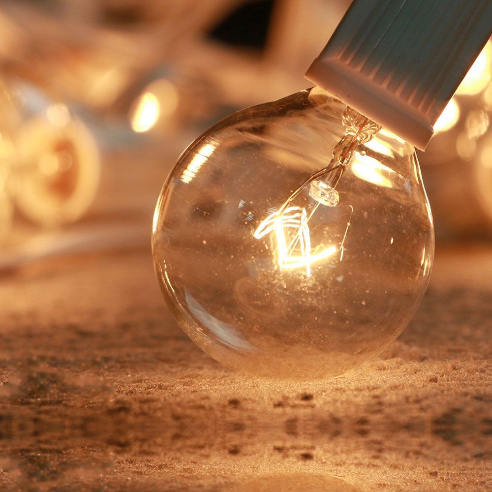 10X Clear Globe G40 Spare Bulbs, Warm Incandescent E12 Base Replacement GlBulb For G40 String Light--Warm White--AC220V 7W