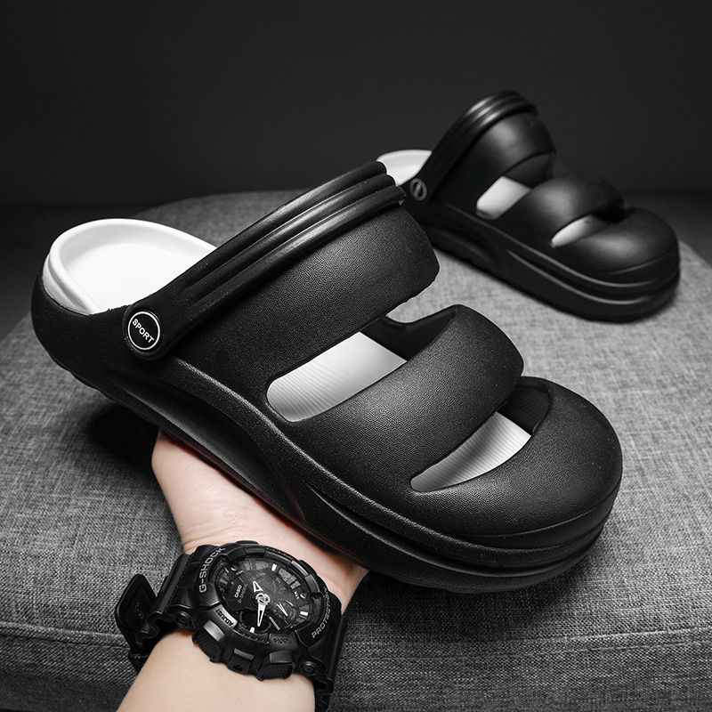 Cool Summer Sandals Men's Waterproof Beach Shoes Size 36-45 New Arrival Unisex Luxury Platform Clogs Sandals Lovers Casual Rubber Slippers Couple Slides Black