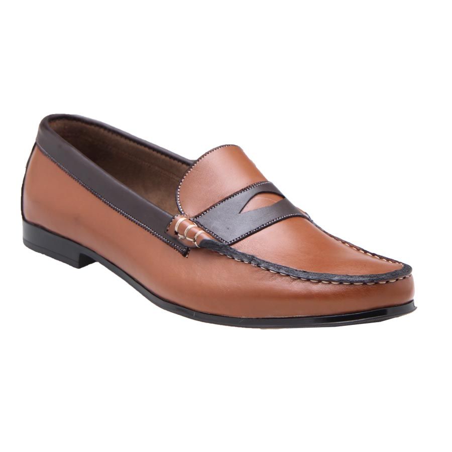 Leather Loafers In Two Shades - Brown