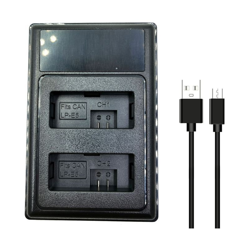 LP-E5 Battery Charger USB Dual Charger for Canon EOS T1I XS XSi EOS 450D 500D 1000D Digital Camera Replacement Charger