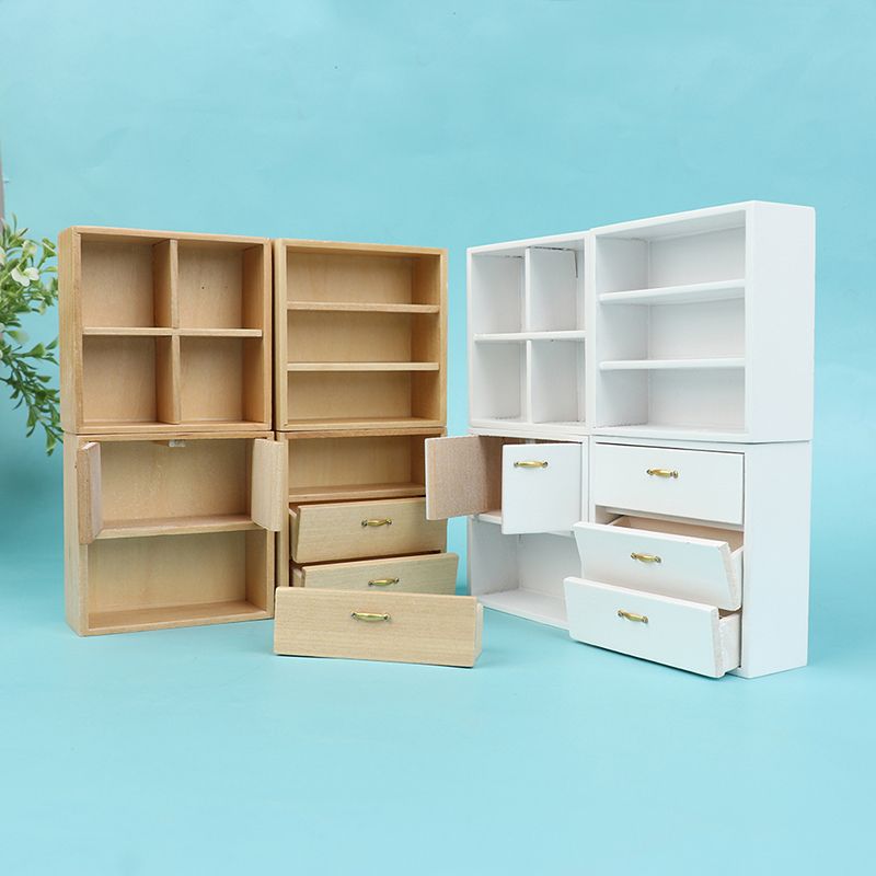 Furniture Cabinet Shelf Miniature Wooden 1:12 Dollhouse