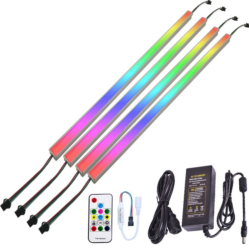 LED Bar Light DC 12V 50cm Pixel Rigid Strip Ws2811 IC Remote Control Digital Dream Color Addressable Under Cabinet Lights--MULTI
