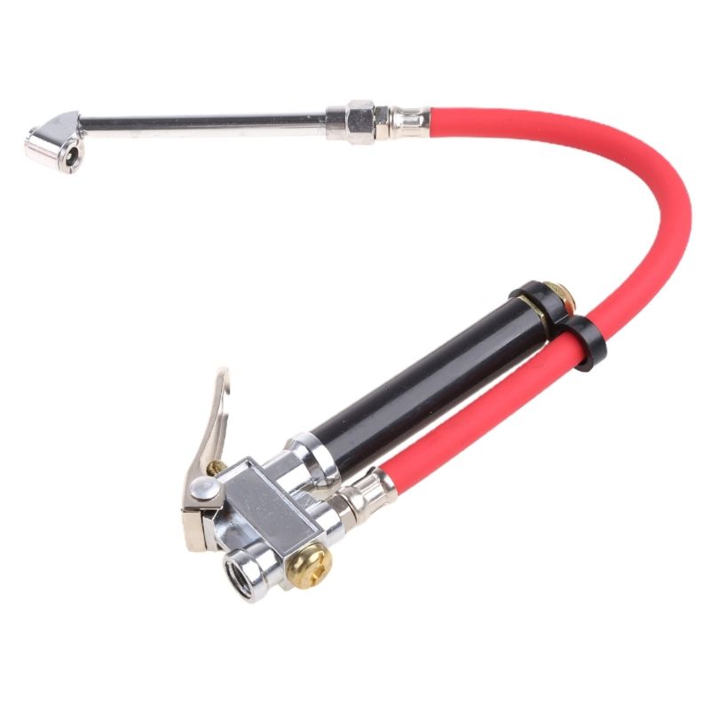 Heavy Duty 10-120 PSI Bayonet Style Inflator Gauge With Hose And 'Straight On' Chuck Wheel Tire Air