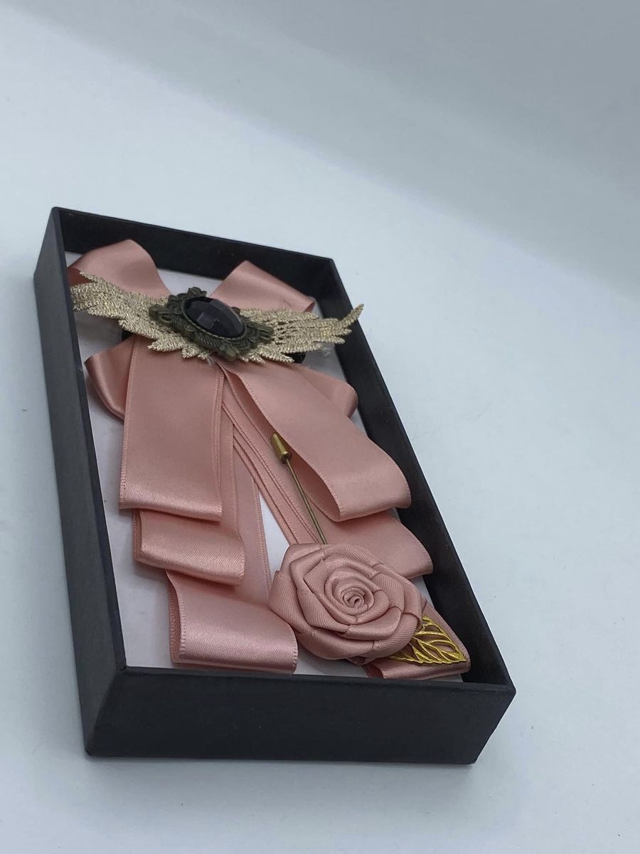 2-In-1 Patterned Men's Bow Tie Set Pink