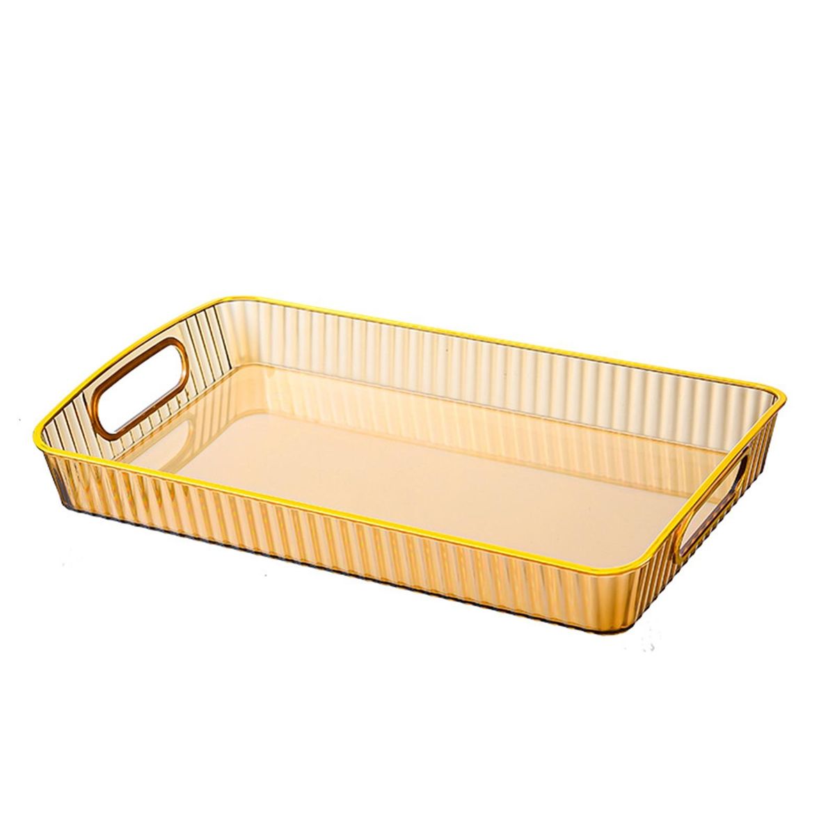 Non-slip Base Tray Transparent Thickened Serving Tray with for Tea Golden
