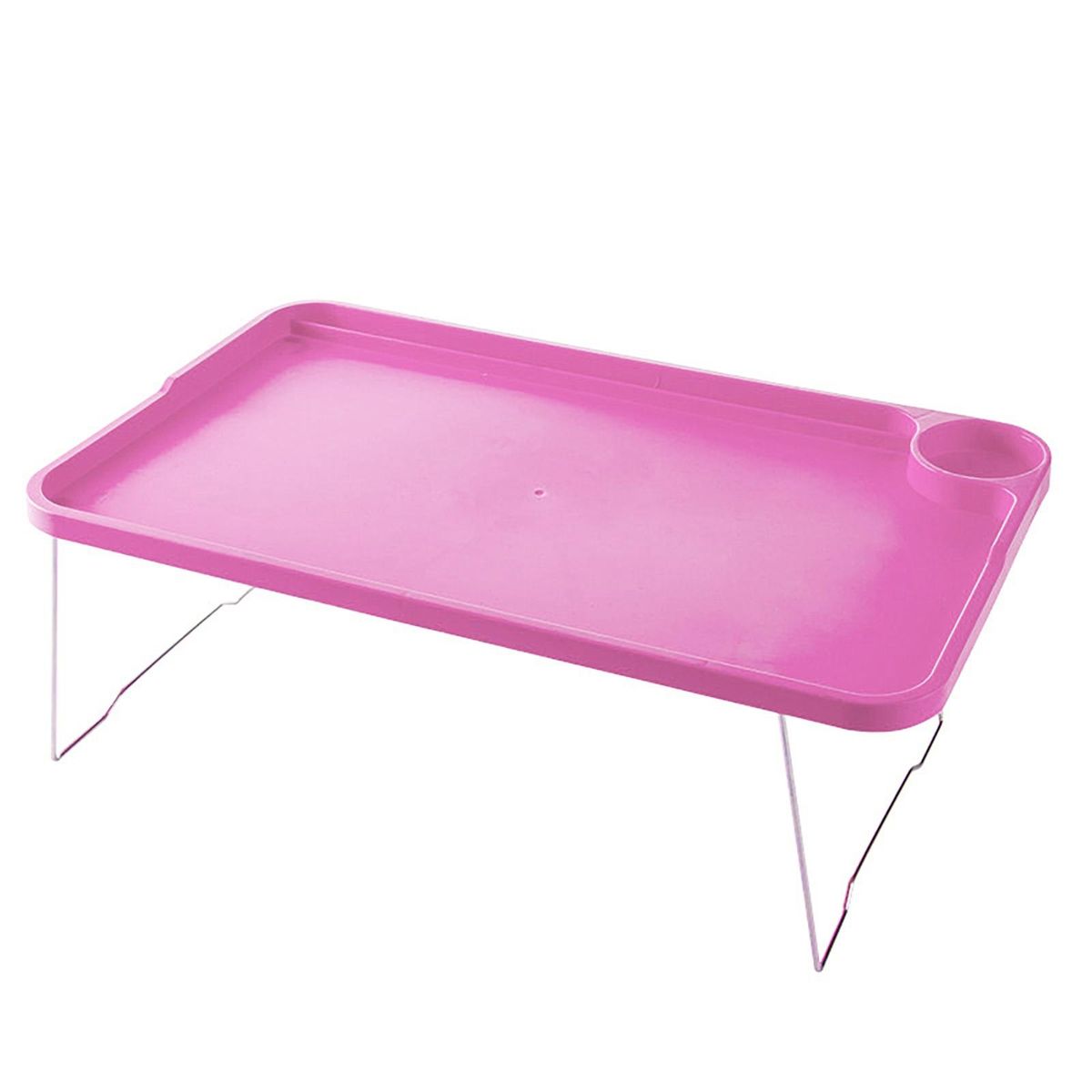 Portable Folding Laptop Table with Cup Holder Non-slip for Students Pink