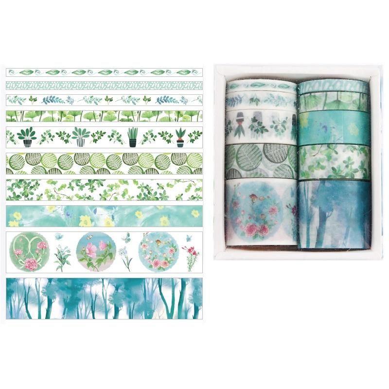 10Pcs/Set Decorative Kawaii Washi Tape Set Japanese Paper Stickers Japanese Stationery Scrapbooking Supply F