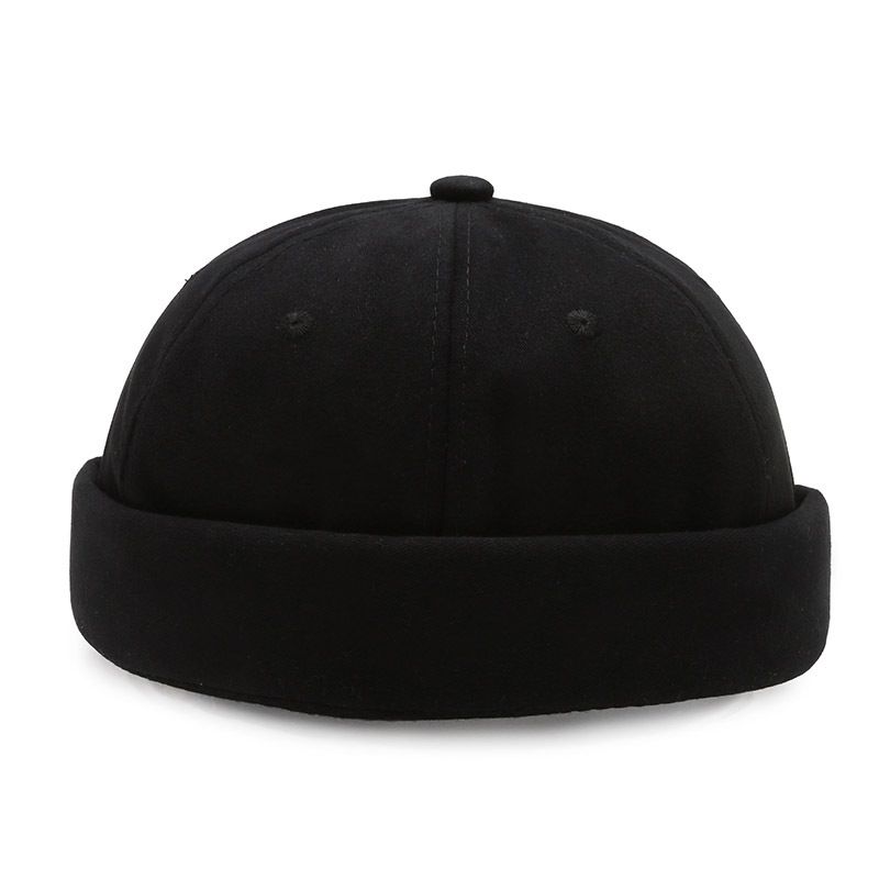 Brimless Hat For Men Women Fitted Cotton Bonnetllcap Red Small Youth Summer-black