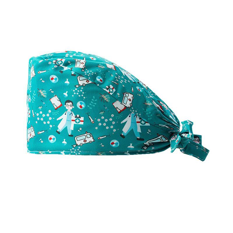 Cartoon Pattern Medical Scrub Hat Hospital Doctor Work Caps Health Worker Scrub-Type 24