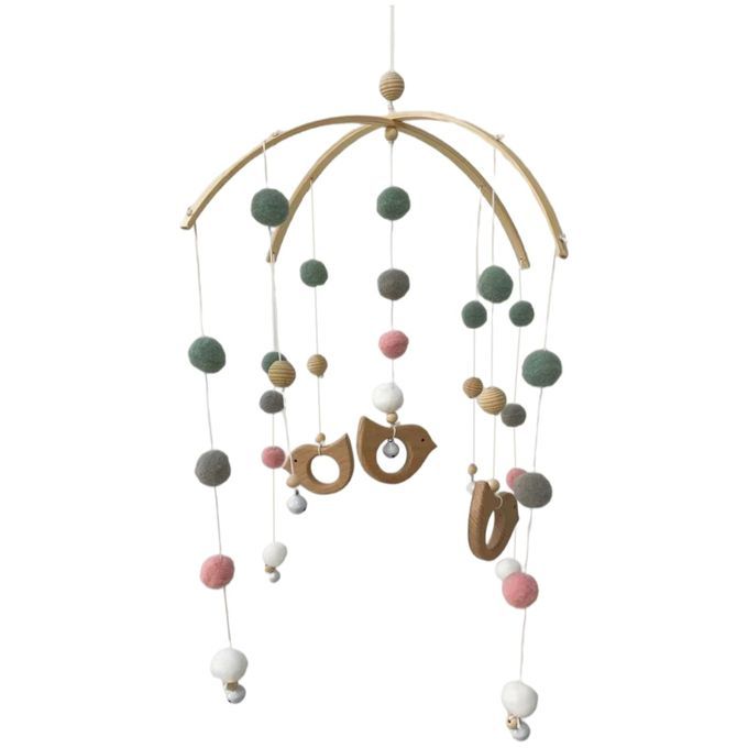 Baby Bedroom Ceiling Wooden Beads Wind Chime Hanging For Nursery Birds