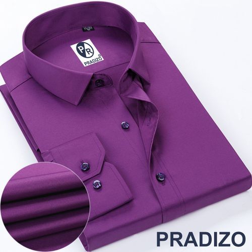 Men's Corporate Quality Formal Office Plain Slim Fit Long Sleeve Purple Shirt