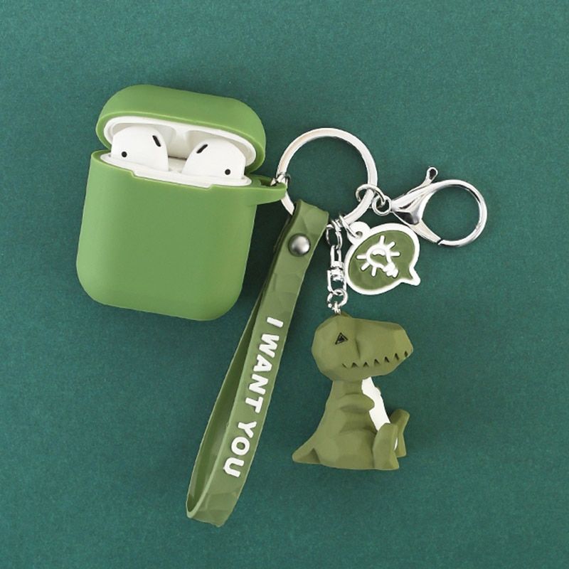 Cartoon Geometry Animal Silicone Case For Airpods Case Accessories Bluetooth Earphone Protective Cover Cute Cat Key Ring