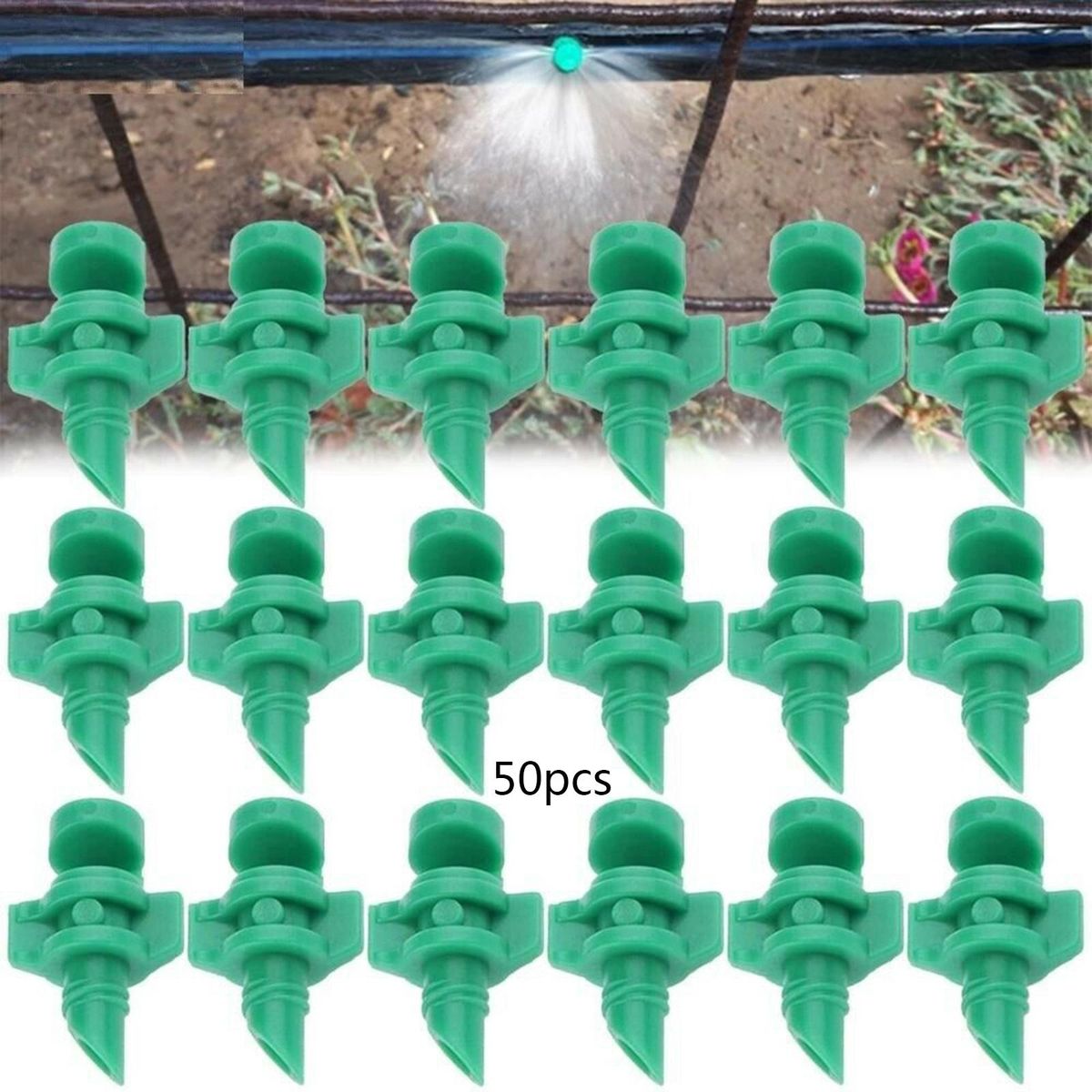 50 Pieces  Lawn Spray Misting  Nozzle Irrigation 180 Degree Green