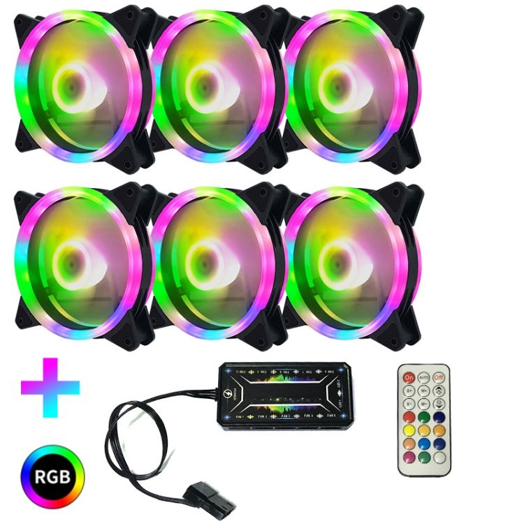 Computer CPU RGB Luminous Radiator 6 Fans+Remote Control