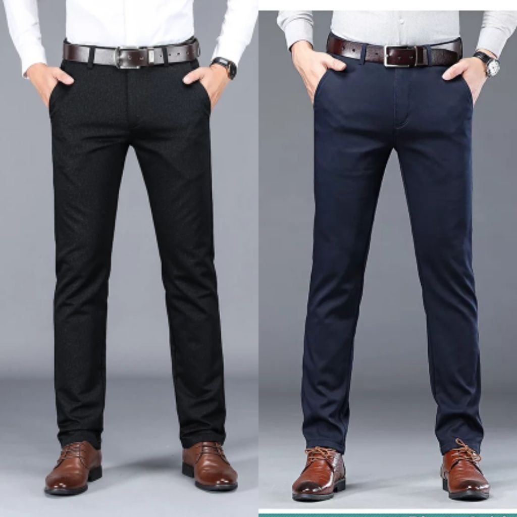 2in1 Fitted Corporate Chinos Pant : Black, Blue