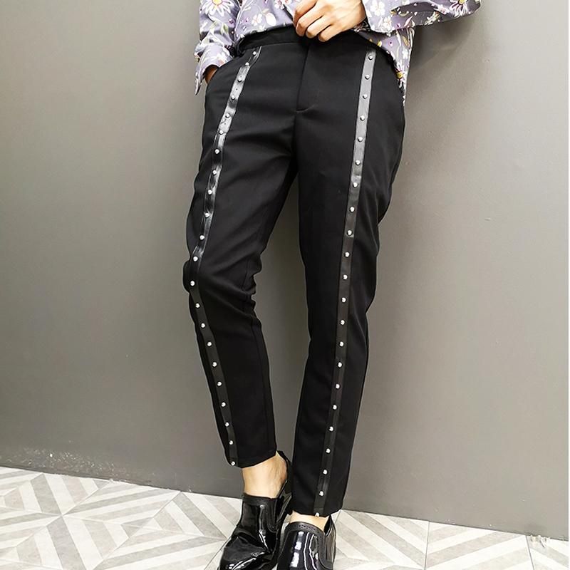 Casual Pants Hip Hop For Men Informal Pants Gothic Punk With Rivets Harem Night Club Singer Clothing Stage