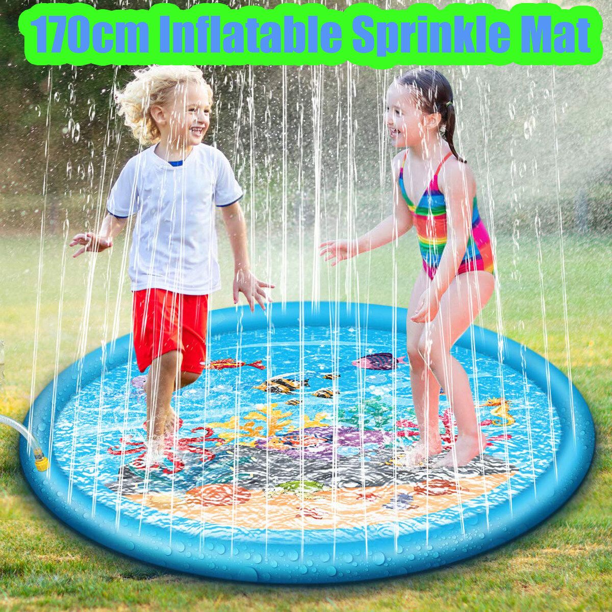 67'' Splash Water Play Mat Sprinkle Splash Play Mat Toy For Outdoor Swimming Beach Lawn Inflatable Sprinkler Pad For Kids 1
