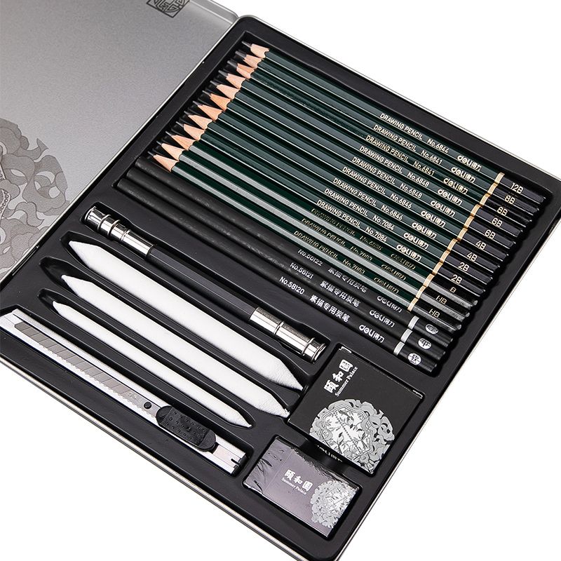 Deli Sketching Art Set Profesional Sketch Charcoal Pencils
