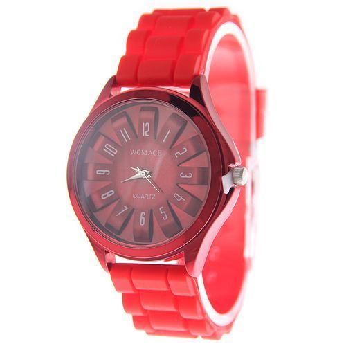 Silicone Double Layer Literal Watch-Red