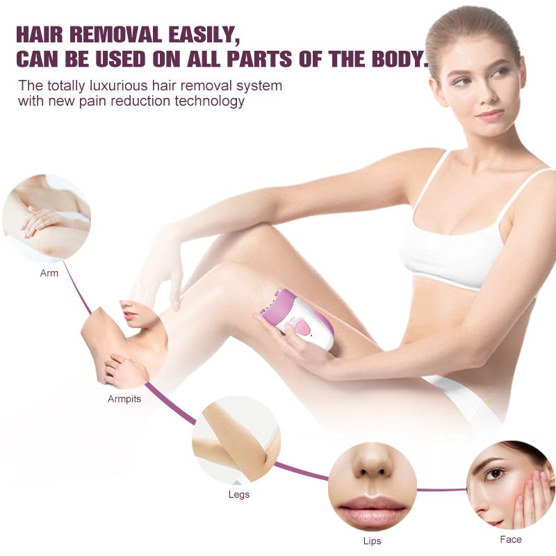 2 IN 1 Rechargeable Female Shaving Plucking Dual Purpose Epilator Washable Bladde Wet And Dry Dual-N9-White&Pink