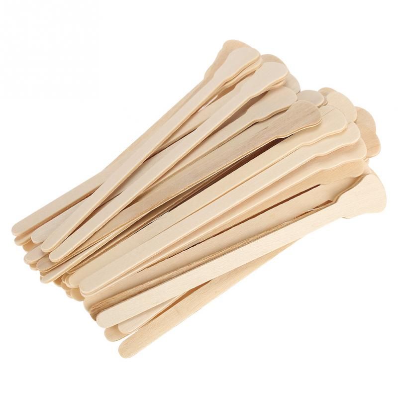 50Pcs/10pcs Wooden Waxing Wax Spatula Tongue Disposable Bamboo Sticks Hair Removal Cream Stick For Waxing Body Hair Care(50pcs) KARAMI
