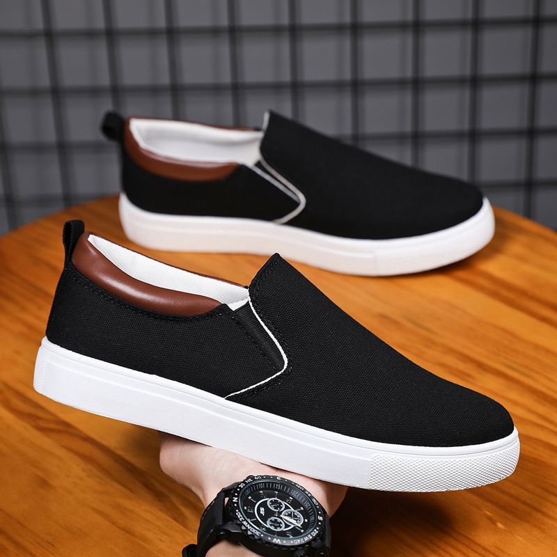 EUR Size 39-46 All-match Student Canvas Shoes Men Sneakers Skate Shoes Classic Comfortable Breathable Thick Platform Casual Sneakers Lace Up Vulcanized Shoes Chunky Trainers Walking Flat Boat Shoes Black