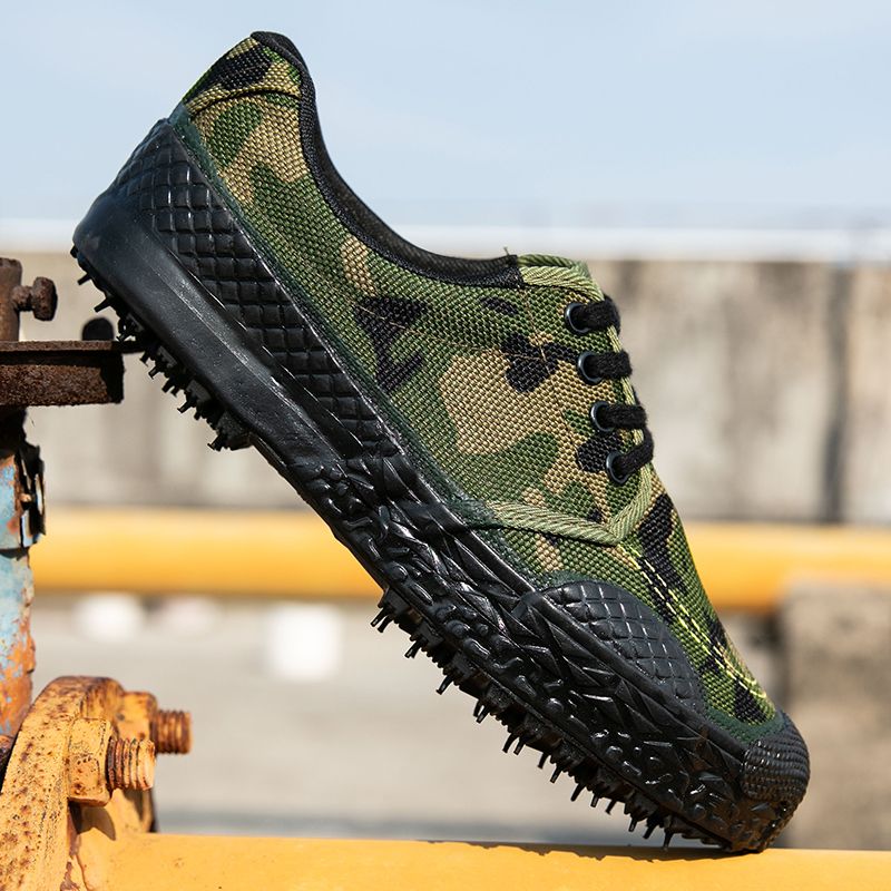 Popular Men's Sneakers Canvas Casual Shoes Work Safety Protective Shoes Durable Antiskid Training Sneakers Men Industry Shoes Outdoor Breathable Male Working Sneakers Green