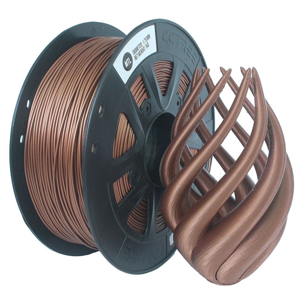 Bronze/Red Copper 1.75mm 1.0kg/Roll CCTREE Metal Consumables Metal Filled Filament Pure Copper