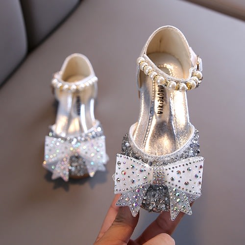 Girl Birthday Shimmer Pearl Shoe - Silver